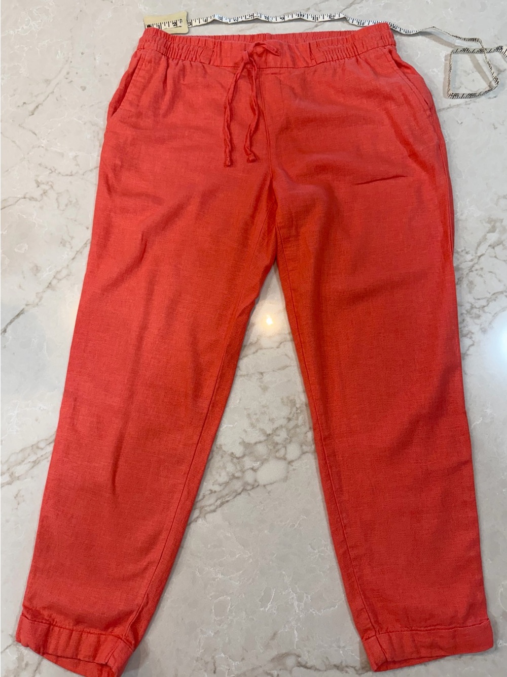 Old Navy Coral Linen Blend Ankle Drawstring Pants